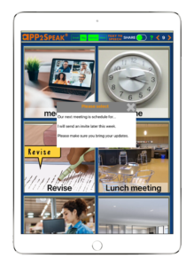 Picture of APP2Speak app on iPad for work
