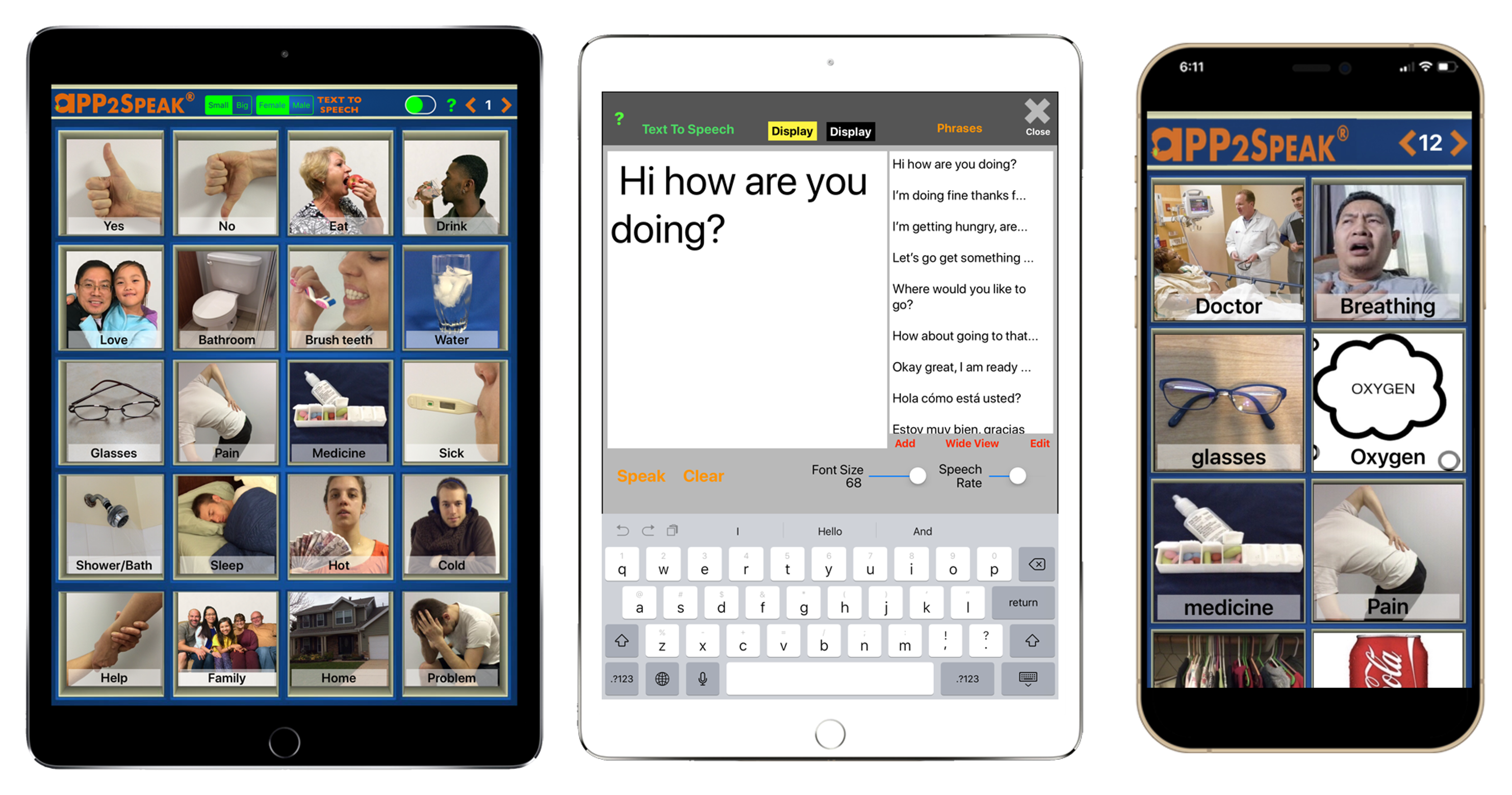APP2Speak AAC app on iPhone and iPad